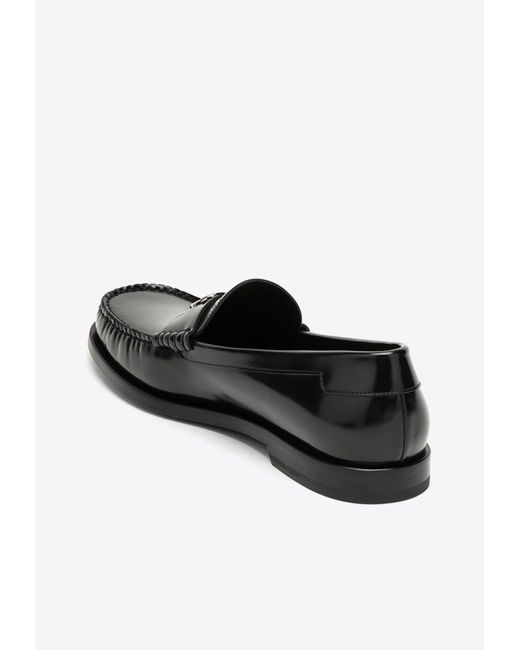Dolce & Gabbana Black Logo-Plaque Patent Leather Loafers for men