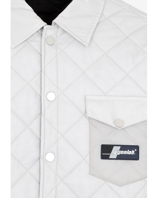 Egonlab White Logo-Patch Quilted Shirt for men