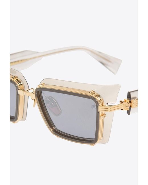 Balmain White Admirable Rectangular Sunglasses