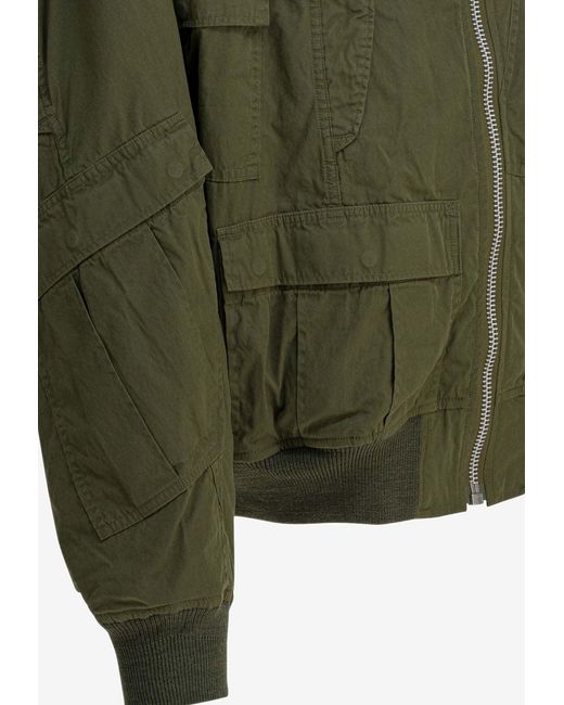 Junya Watanabe Green Bomber Jacket With Cargo-Pockets for men