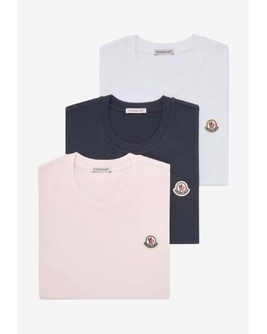 Moncler Blue Logo Patch T-Shirts