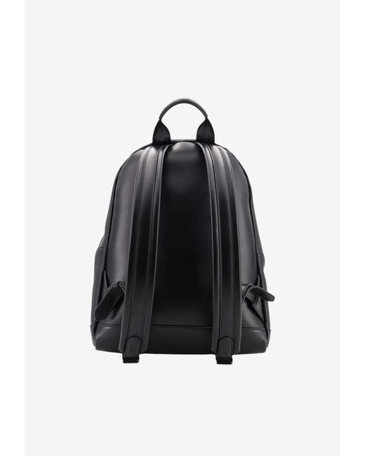Tom Ford Black Grained Leather Backpack for men