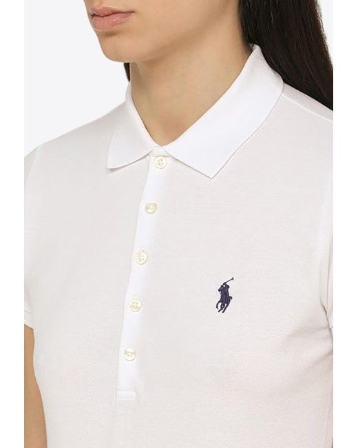 Polo Ralph Lauren White Logo Embroidered Polo T-Shirt