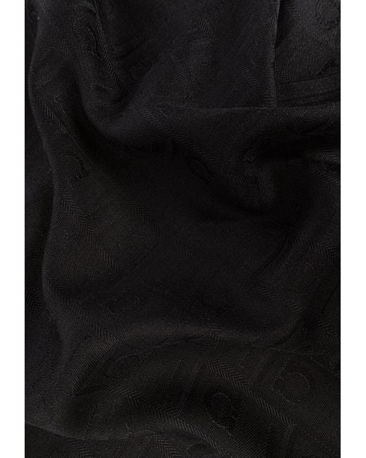 Ferragamo Black Monogram Fringe Scarf