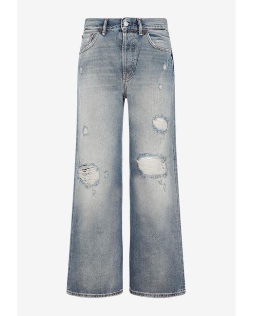 Acne Studios Wide-leg Distressed Jeans in Blue | Lyst