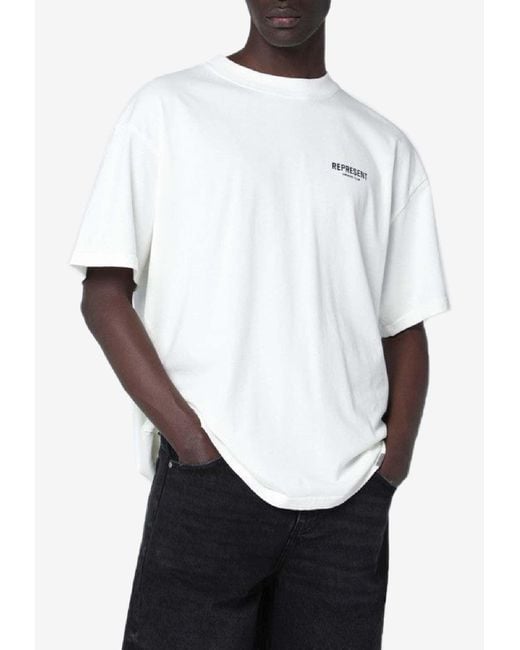 Represent White Cotton T-Shirt for men