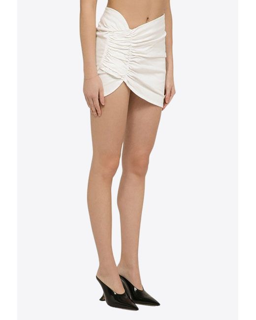 The Mannei White Wishaw Ruched Mini Skirt