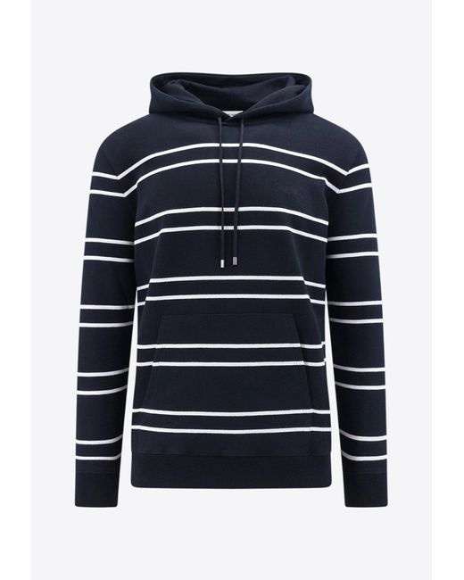 Saint Laurent Blue Striped Hooded Sweatshirt for men