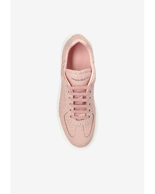 Alexander McQueen Pink Oversized Retro Crackled Low-Top Sneakers