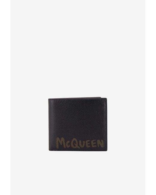 Alexander McQueen White Bi-Fold Graffiti Logo Wallet for men