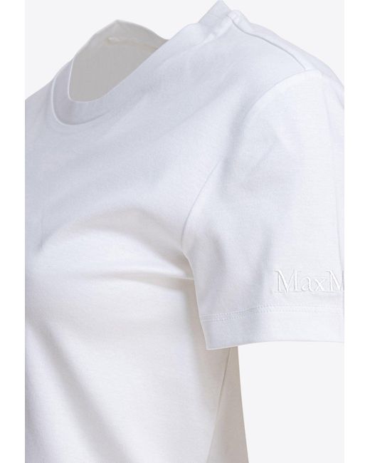 Max Mara White Nerina Logo Embroidered T-Shirt