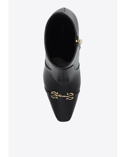 Ferragamo Black Ludo 85 Leather Ankle Boots