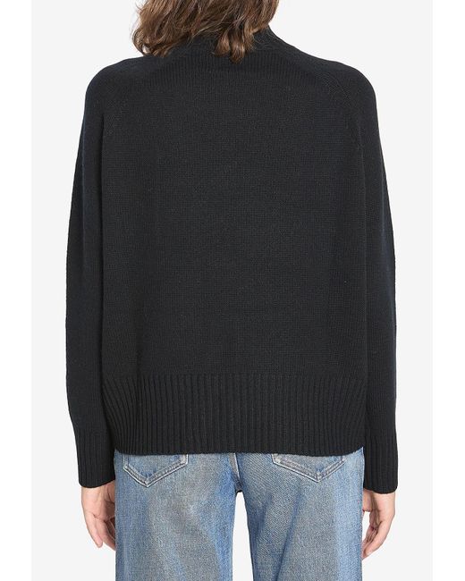 Allude Black Wool And Cashmere Turtleneck Sweater