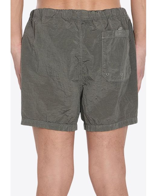 Stone Island Gray Logo Patch Drawstring Swim Shorts for men