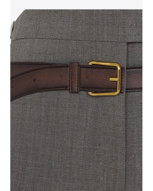 Prada Gray Belted Tailored Pants