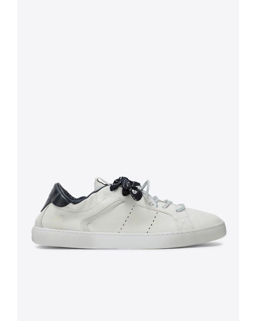 Miu Miu White Leather Low-Top Sneakers With Logo