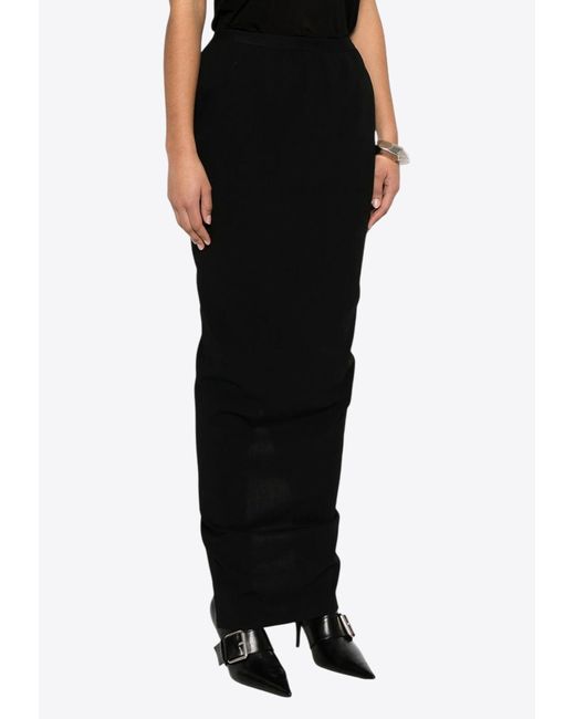 Rick Owens Black Soft Pillar Maxi Skirt