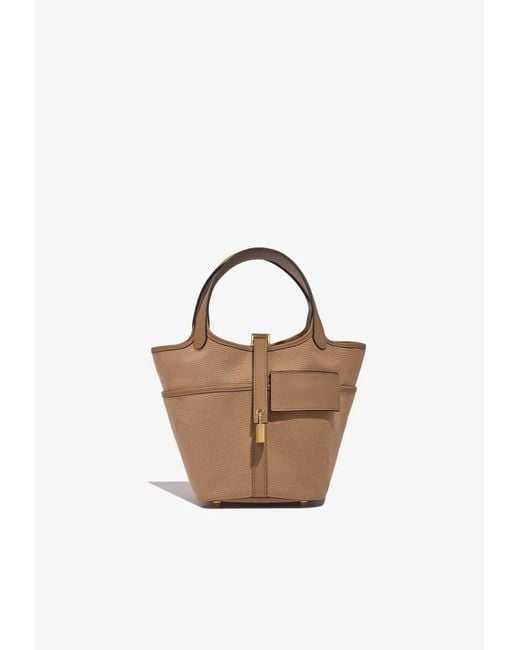 Hermès Multicolor Picotin Cargo 18 In Chai Toile Goeland And Swift With Gold Hardware