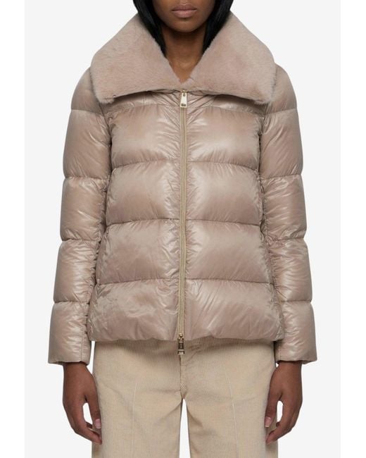 Herno Brown Zip-Up Down Jacket