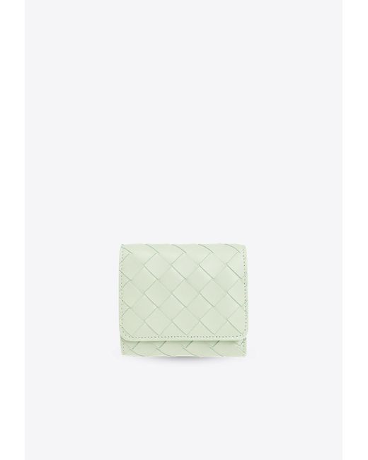 Bottega Veneta White Origami Coin Purse Tri-Fold Wallet