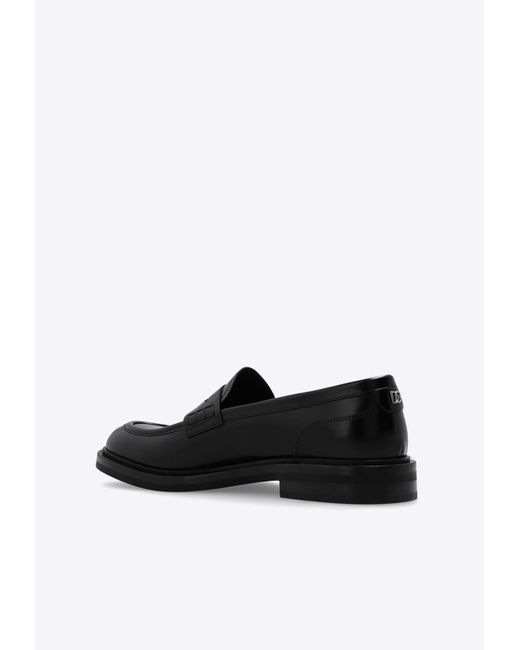 Dolce & Gabbana Black Altavilla Brushed Leather Loafers for men