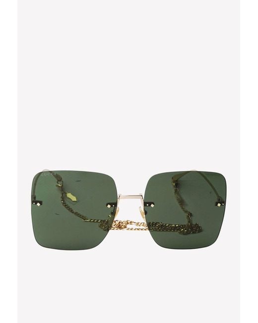Gucci Rimless Butterfly Sunglasses in Green Lyst UK