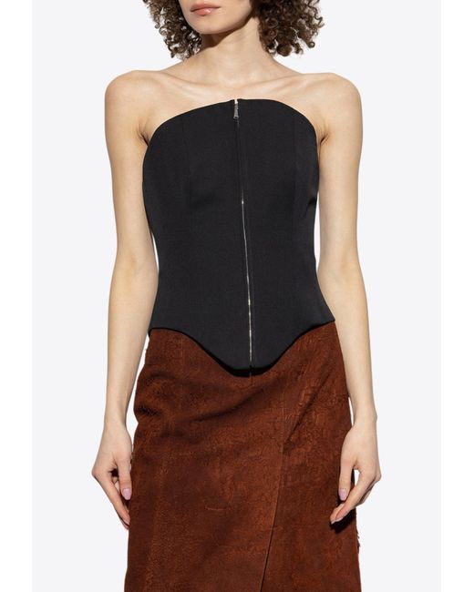 Alexander McQueen Brown Zip-Up Corset Top