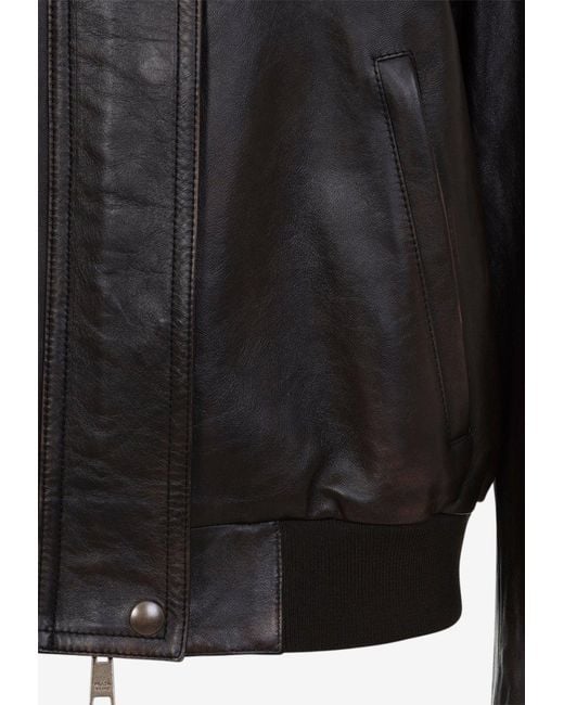 Prada Black Zip-Up Leather Jacket