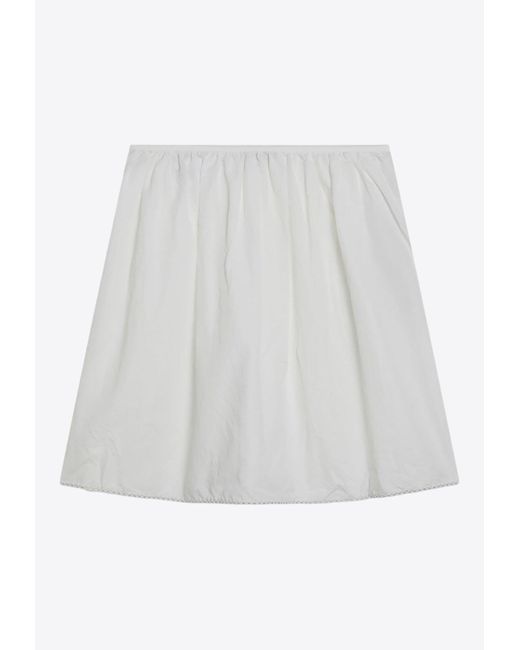Miu Miu White Logo Patch Poplin Mini Skirt
