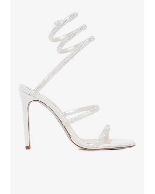 Rene Caovilla 110 Crystal Embellished Sandals in White | Lyst