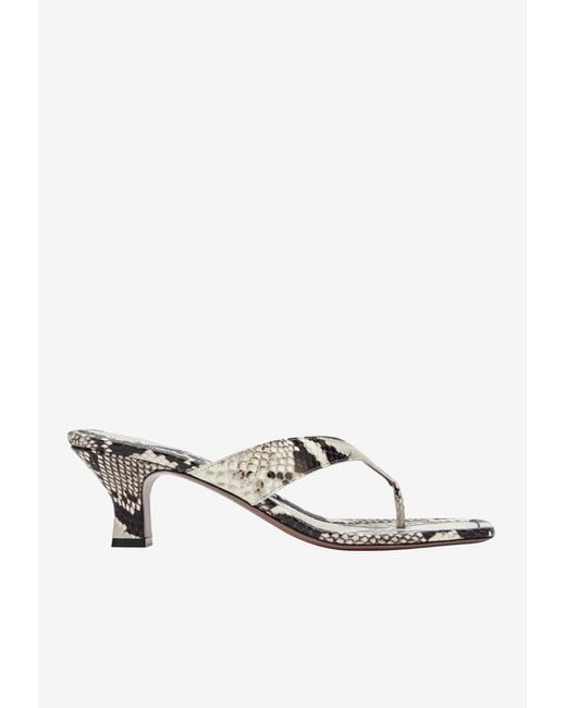 Paris Texas White 55 Python Print Leather Sandals