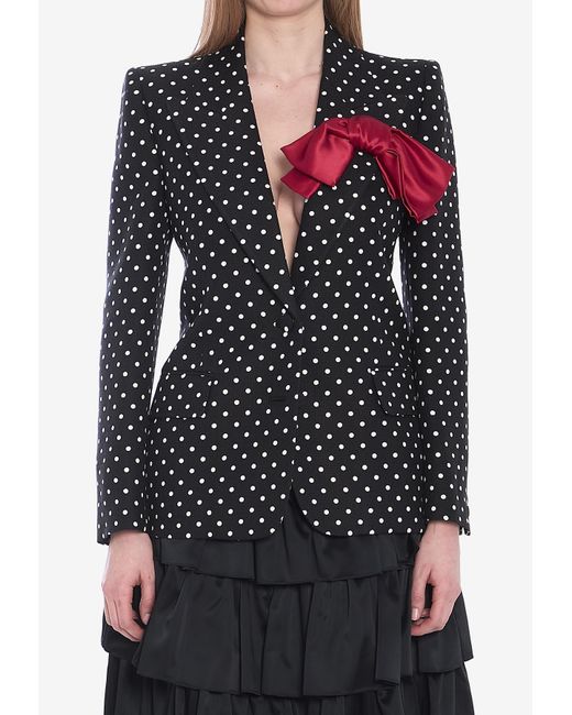 Valentino Black Supergran Polka Dots Blazer With Bow