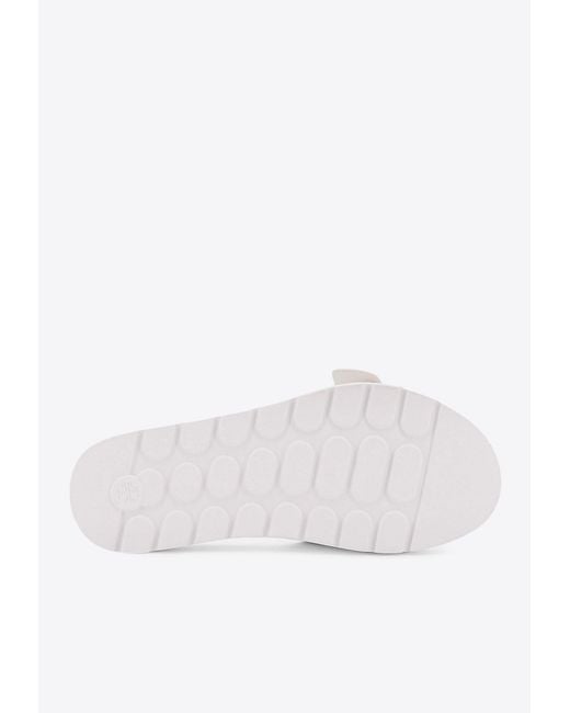 Tory Burch White Leather Buckle Slides