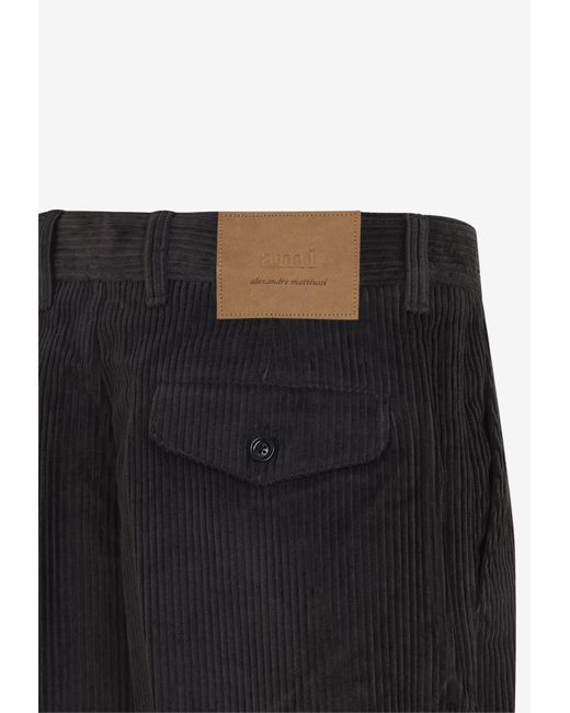 AMI Black Carrot Corduroy Cropped Pants for men