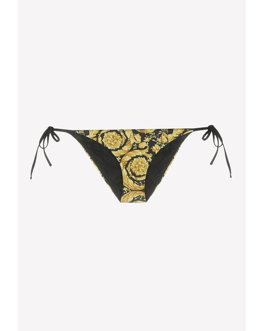 Versace Synthetic Baroque Print Bikini Bottom in Black | Lyst Canada