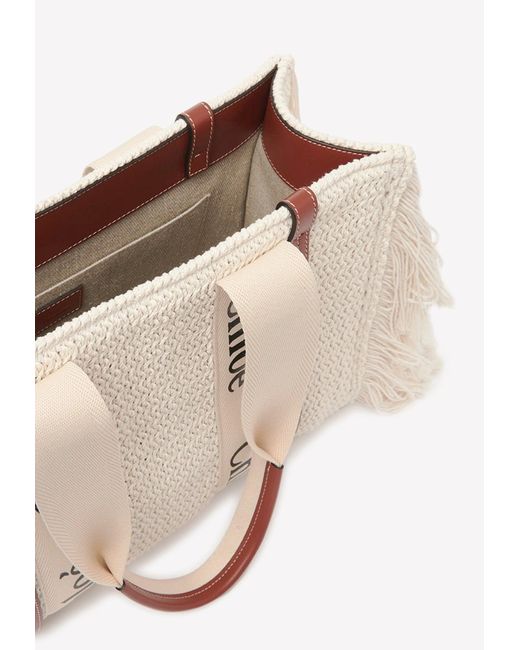 Chloé Natural Medium Woody Fringed Tote Bag