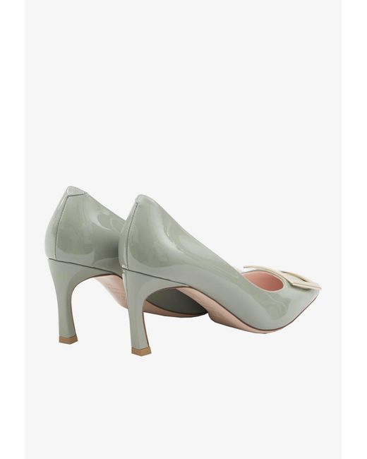 Roger Vivier White Trompette 70 Patent-Leather Pumps