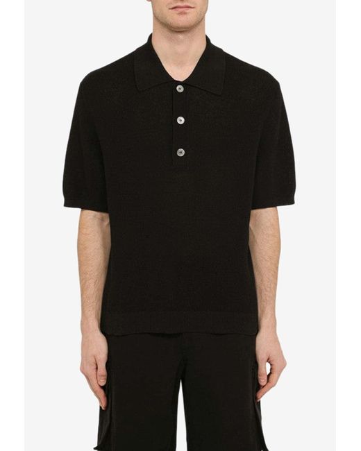Our Legacy Black Knitted Polo T-Shirt for men