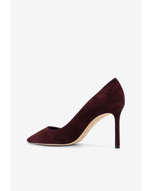 Jimmy Choo Brown Romy 85 Suede Pumps