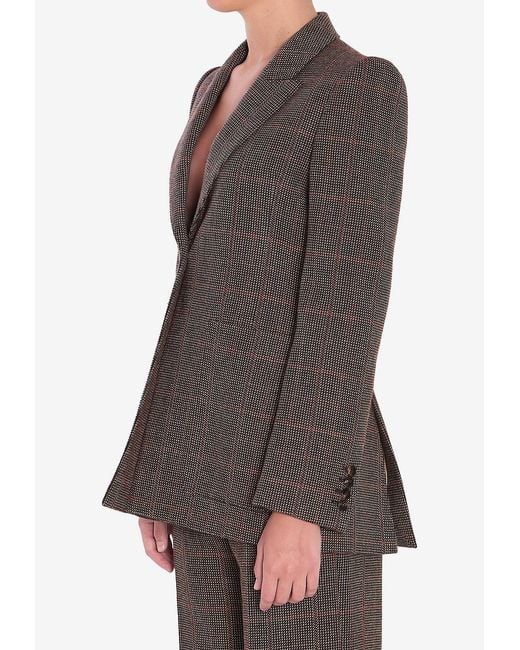 Chloé Gray Checked Wool Tailored Jacket