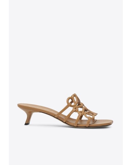 Loewe White Petal Anagram 45 Leather Slides