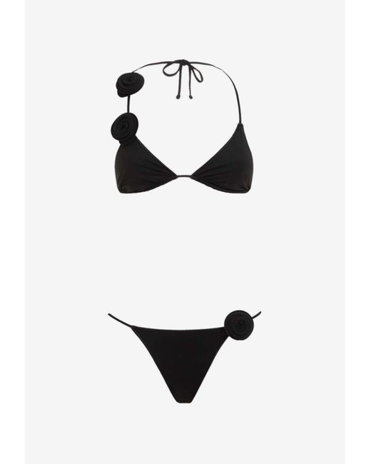 LaRevêche White Ashar Flower Applique Bikini