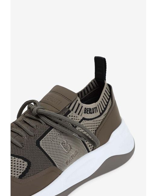 Berluti Green Logo Low-Top Sneakers for men
