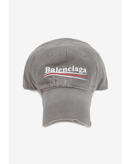 Balenciaga Gray Political Logo Baseball Cap