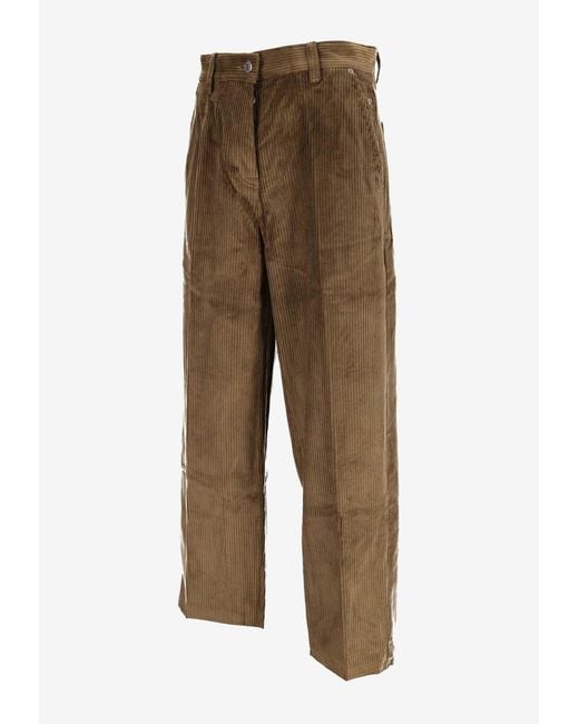 AMI Natural Buttoned Wide-Leg Pants for men