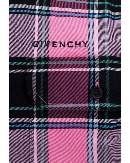 Givenchy Pink Plaid Check Long-Sleeved Shirt for men