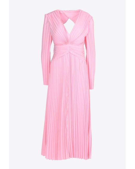 Mossman Pink Stars Aligned Long-sleeved Midi Dress