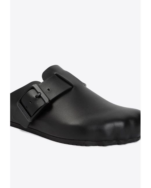 Balenciaga Black Sunday Leather Slippers for men
