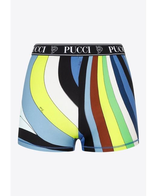 Emilio Pucci Blue Iride-print Mini Shorts