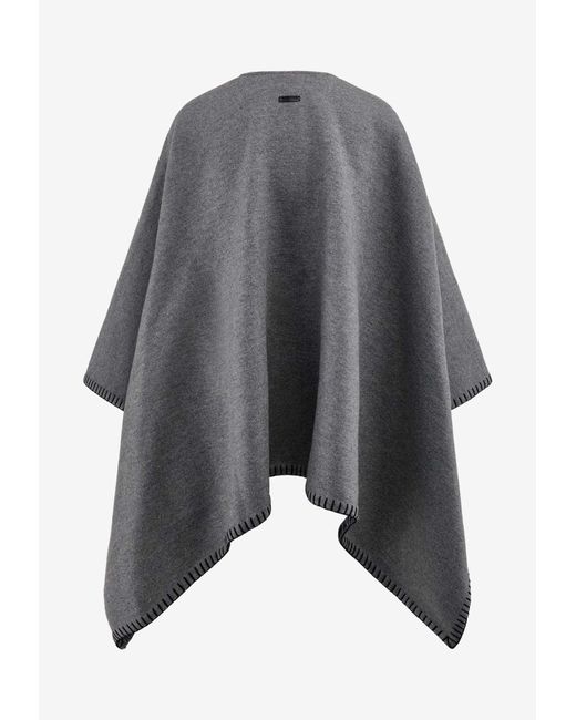 Ferragamo Blue Nadir Print Reversible Cashmere And Wool Cape